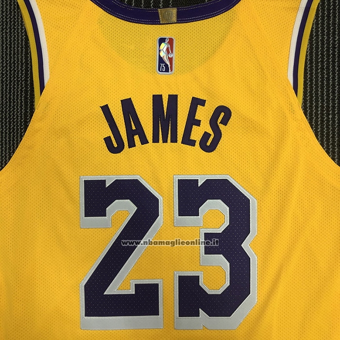 Maglia Los Angeles Lakers LeBron James #23 Icon Autentico Giallo